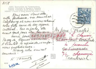 Nocny widok katedry Świętego Stefana we Wiedniu — wydawnictwo PAG — Rewers