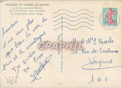 Les Calanche — Ravin cercado por magníficas rochas vermelhas — Éditions d'Art Yvon, Paris — Verso