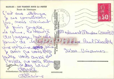 Os Vosges sob a neve — Estrada de Montanha — Edições 'La Citronne', Strasbourg — Verso