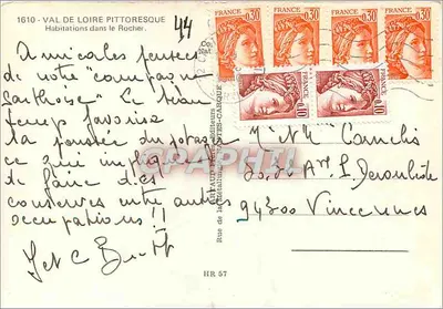 Val de Loire pitoresco — Habitações no Rocher — editor AS, n°44 — Verso