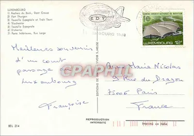 Luxemburgo — Fortaleza Milenar — Edições Edy — Verso