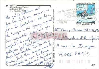 Annecy — vista da margem do lago e do Palácio da Ilha — editor diffu-cartes — Verso