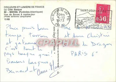 Socoa — Widok z powietrza Lang-cjour — Wydawnictwo Jean-Jaures — Rewers