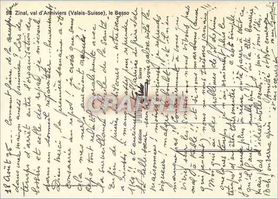 Zinal, dolina Anniviers (Walonia-Szwajcaria) — widok z Besso — wydawnictwo Sierre n°98 — Rewers