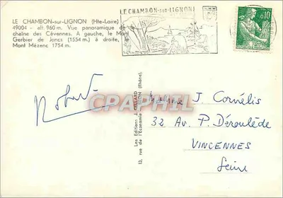 Le Chambon-sur-Lignon — widok panoramiczny Cévenn — Wydawnictwo J. Cellard — Rewers