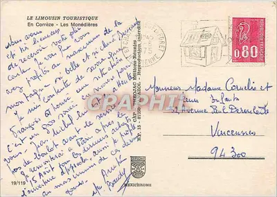 Widok z Corrèze — Les Monédierières — Wydawnictwo Limousin Touristique — Rewers