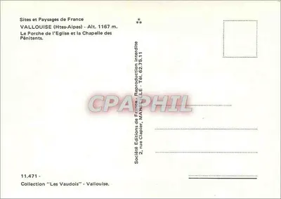 Valloise (Wysokie Alpy) — Poręcz Kościoła i Kaplica Pielgrzymów — Société Éditions de France, nr 11.471 — Rewers