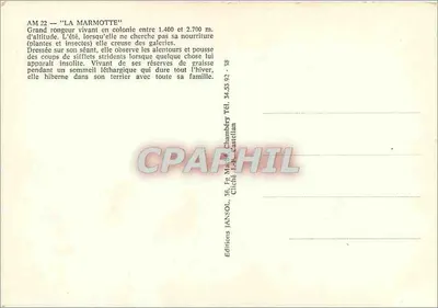Marmota — Wydawca: Éditions IANSOL, Tel. 34.55.92 — N° AM 22 — Rewers