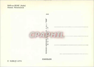 Bar-sur-Seine (Aube) — Dom z epoki renesansu — Wydawca CIM — Rewers