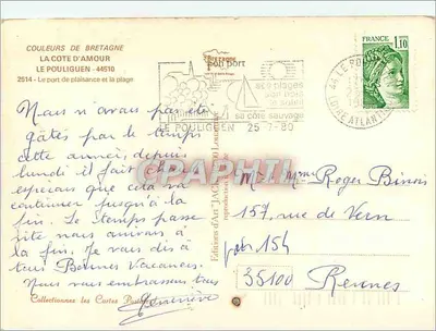 Le Pouliguen — vista aérea y playas — Éditions d'Art Jacquot — Reverso