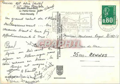 Kanał w Colmarze — Widok malowniczy z łabędziem — Wydawnictwo IRIS — Rewers