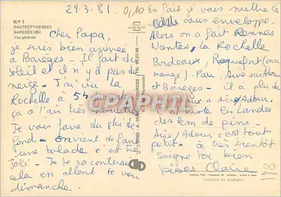 Bareges — Vista geral — Edições FISA, série N°1 — Verso