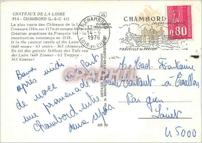 Chambord — Castelo da Loire — Artaud Frères, editor — Verso