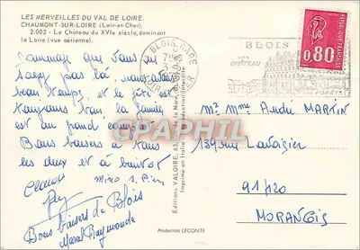 Castillo de Chaumont-sur-Loire — vista aérea — Ediciones LECONTE, n° 2.002 — Reverso