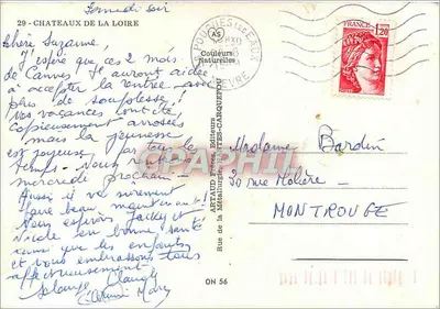 Castelos da Loire — coleção de nove castelos — editor Artand, n° 56 — Verso