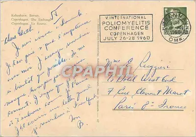 Copenhague — A Bolsa — V. Conferência Internacional de Poliomielite — editor não visível — Verso