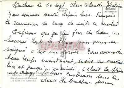 Sala Aerosolów — Zakład Kurortowy Luchon — Wydawca: ENPARCOURABLE DES PYRÉNÉES — Rewers