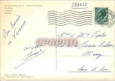 Pietra Ligure - Giardini — Riviera delle Palme — Éd. Sorelle Bracco — Rewers