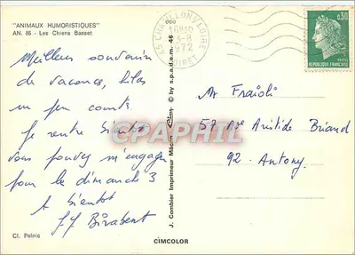 Piesy Basset — W końcu wakacje i nie przesadziliśmy! — J. Combier Imprimeur Direct — Rewers