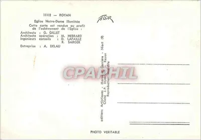Kościół Najświętszej Maryi Panny Oświetlony — Royan — Wydawca: Photo Veritable, nr 11112 — Rewers