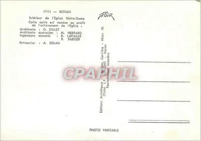 Intérieur de l'Église Notre-Dame — Royan — Éditeur : J.P. ONT — Verso