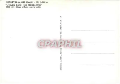 Bonneval-sur-Arc — Velha aldeia sob a neve — Edições Jansol, n° BON 105 — Verso