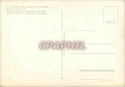 Cullera (Valence) — Ogród rynku i świątynia zamku — Garcia Garrabou Cía. - Zaragoza — Rewers