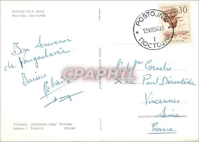 Gruta de Postojna — Sujeto principal — Založnik: 'Postojnska jama' Poslojna — Verso