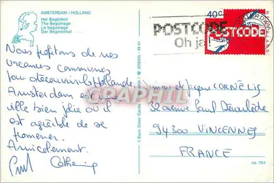 Amsterdam — O Begijnhof — Euro Color Cards / 764 — Verso