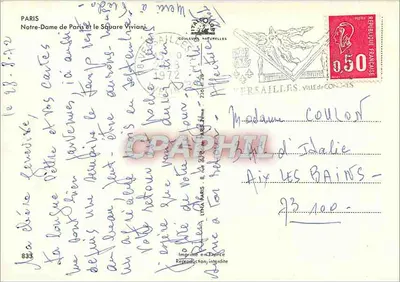 Notre-Dame w Paryżu — Plac Viviani — Wydawca Cooleurs Naturelles, nr 833 — Rewers