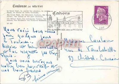 Toulouse — Jardim do Grand Rond, estátuas, flores — Edições Toulouse — Verso