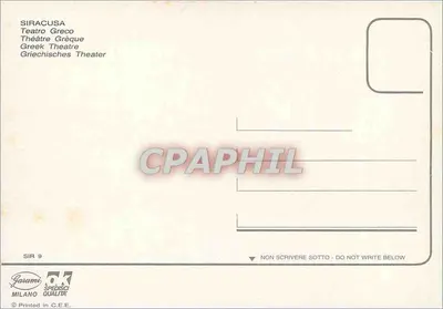 Siracusa — Teatro Grego — editor Garami Milano, n° SIR 9 — Verso