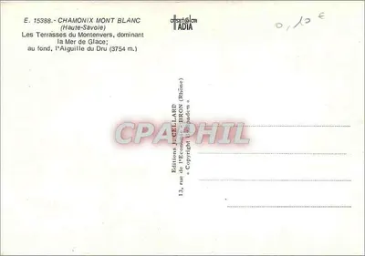 Chamonix Mont-Blanc — Terrasy Montenvers dominujące nad Morzem Lodowym — Wydawnictwo J. Cellard — Rewers