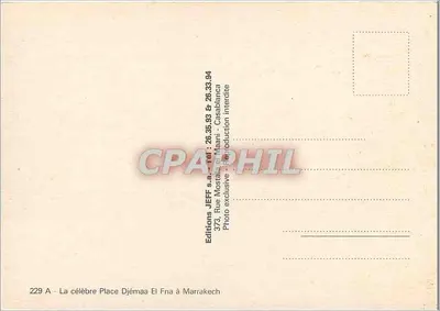 Place Djémâa El Fna w Maroku — animowany widok — Wydawnictwo JEFF s.a. nr 229 A — Rewers
