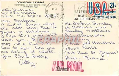 Las Vegas — DOWNTOWN LAS VEGAS w TWILIGHT — Fotografia Dan Ceppi, Plastichrome, nr 07139 — Rewers