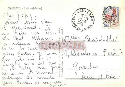 Génélard — widok z lotu ptaka zamku, wsi i helikoptera — Wydawnictwo L'Élie - 125 ulica Garibaldi, Sèvres (Seine) — Rewers