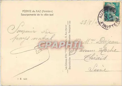 Ponta do Raz (Finistère) — Escarpamentos da costa sul — Les Éditions d'Art, Paris — Verso