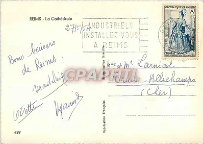 Reims — Katedra — widok z lotu ptaka — wydawca nieznany, numer serii 459 — Rewers