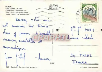 Wenecja - Kanal Grande - Dom Złoty — CO.GRAF. n°257 — Rewers