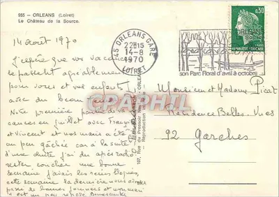 O Castelo da Fonte — Orléans (Loiret) — Edição do Presseur, N° 955 — Verso
