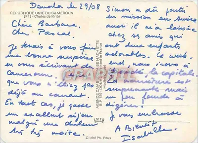 Wodospady Kribi — Zjednoczona Republika Kamerunu — Agencja Hachette Kameruńska — Rewers