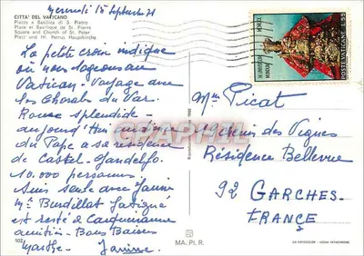 Praça de São Pedro — Vaticano — editor MA.P.I.R. n°102 — Verso