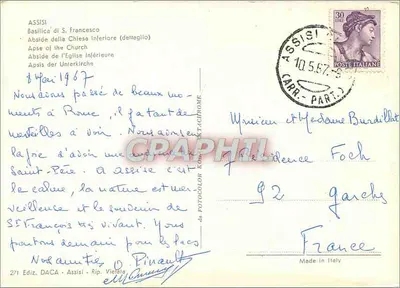 Assisi - Basílica de São Francisco - Abside da igreja inferior — editor Dacà, n°271 — Verso