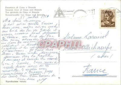 Como i Brunate — ogólny widok — Colorprint, Milano, n°92 — Rewers