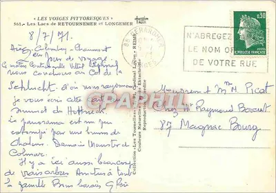 Os Lagos de Retournemer e Longemer — Os Vosgues Pitorescos — Editor Tadler, n° 561 — Verso