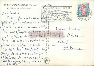 Zamek Val — Corrèze — Wydawca Elcé, nr 2154 — Rewers