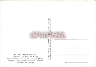 Chassenon — Monumento das Águas (século XII) — Cartas Postais A. GILBERT, Jumet (Châtelet) — Verso