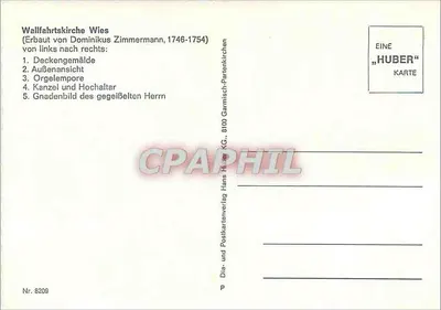 Wallfahrtskirche Wies — wydawca Huber KG, nr 8209 — Rewers