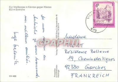 Jezioro Weissensee w Austrii — widok na zachód — Verlag Peter Benz, n° 40 — Rewers