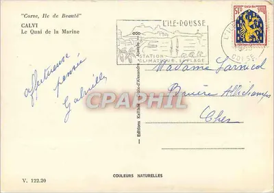 Calvi — Quai de la Marine — Wydawnictwo Kalliste d'Alexandre — Rewers